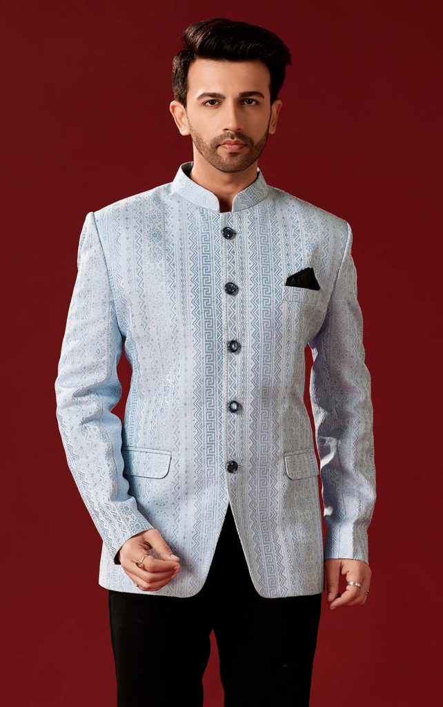 satin-silk-party-wear-blazer-grey-with-resham-printed-work