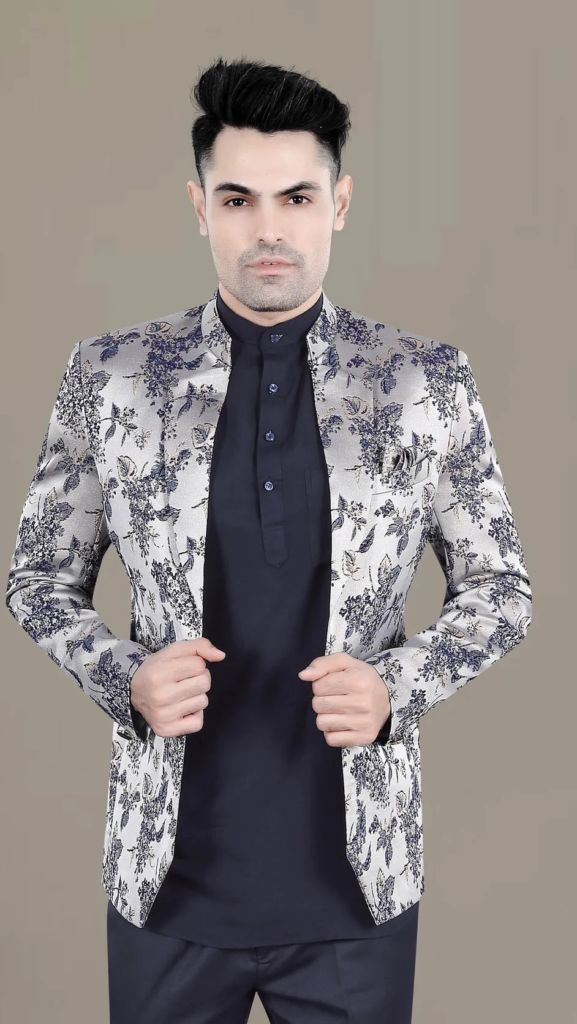 velvet-rayon-party-wear-blazer-in-silver-with-printed-work