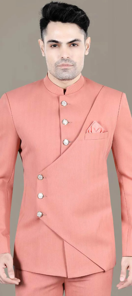 double-breasted-blazer-satin silk party-in-pink-and-majenta-with-resham-work